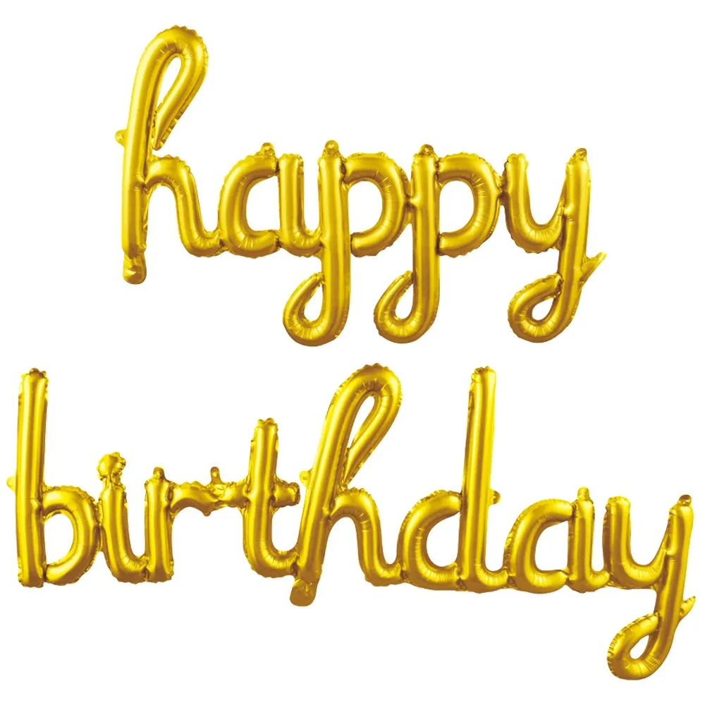 Balon Folie Scris Cursiv Happy Birthday Auriu