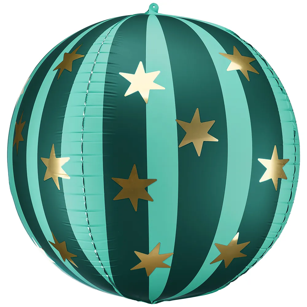 Balon folie tip minge Verde cu stelute aurii 75cm