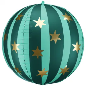 Balon folie tip minge Verde cu stelute aurii 75cm