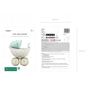 Balon Folie Figurina Carucior Alb-Auriu 67x96cm