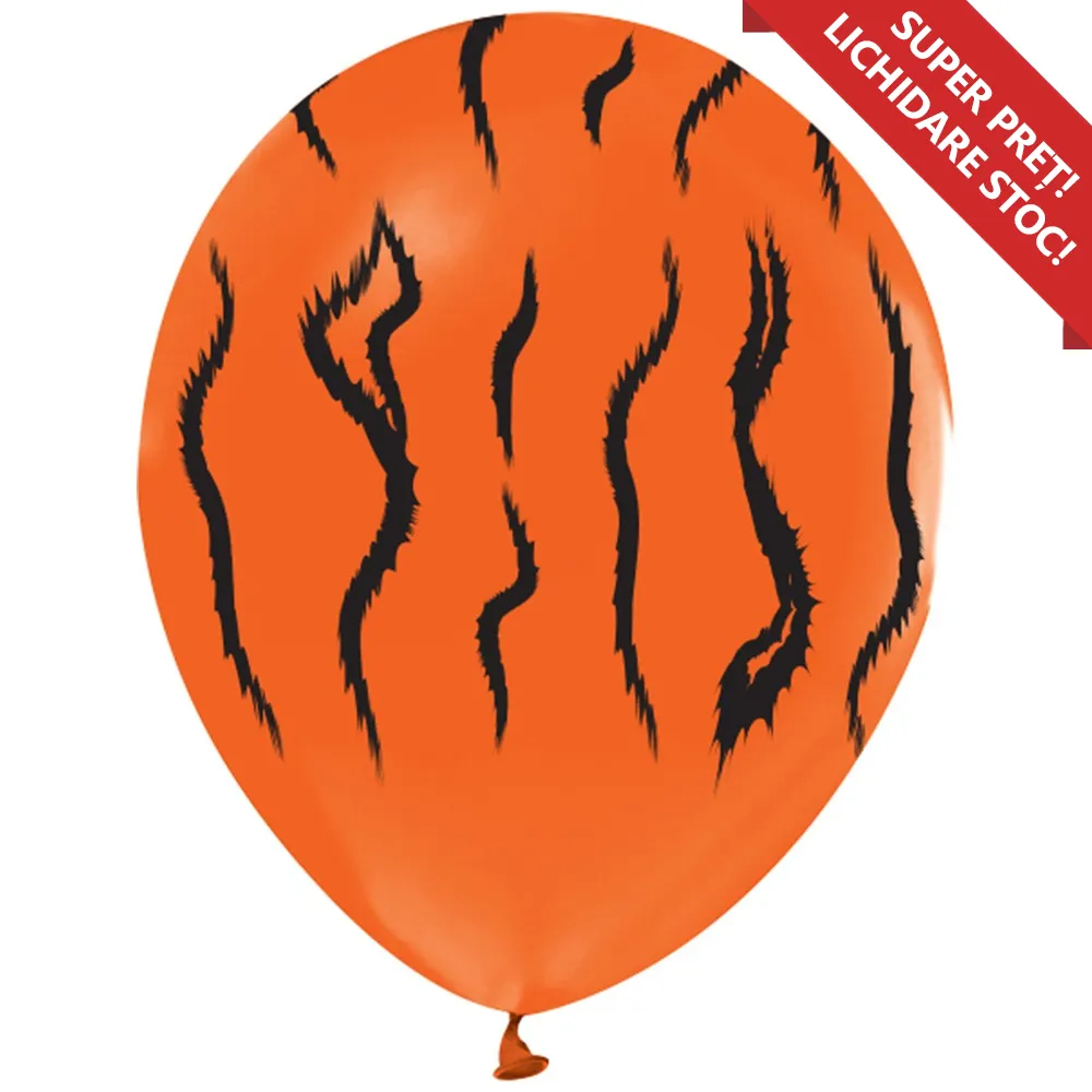 Baloane latex 30cm Portocalii cu animal print Tigru - All Around