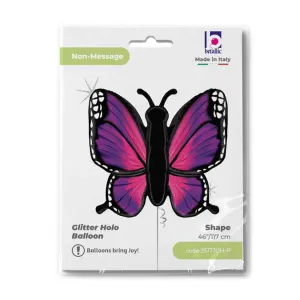 Balon Folie Figurina Fluture Roz Holografic 117 cm Grabo
