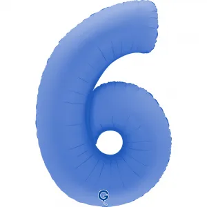 Balon Folie Cifra 6 Mat Lotus Blue 102cm