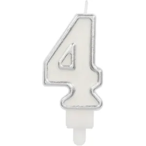 Lumanare Tort Cifra 4 Contur Argintiu 9cm