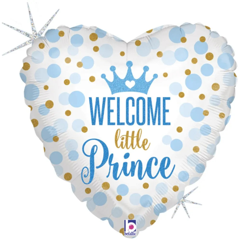Balon Folie Inima Baby Prince Glitter 46 cm Grabo