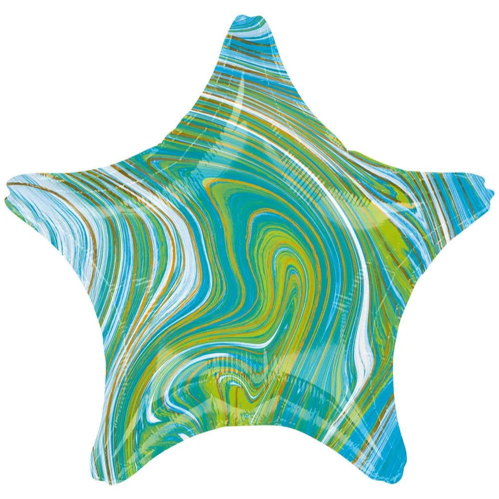 Balon Folie Marmorat Stea Albastru-Verde 45cm AMS 42102 01