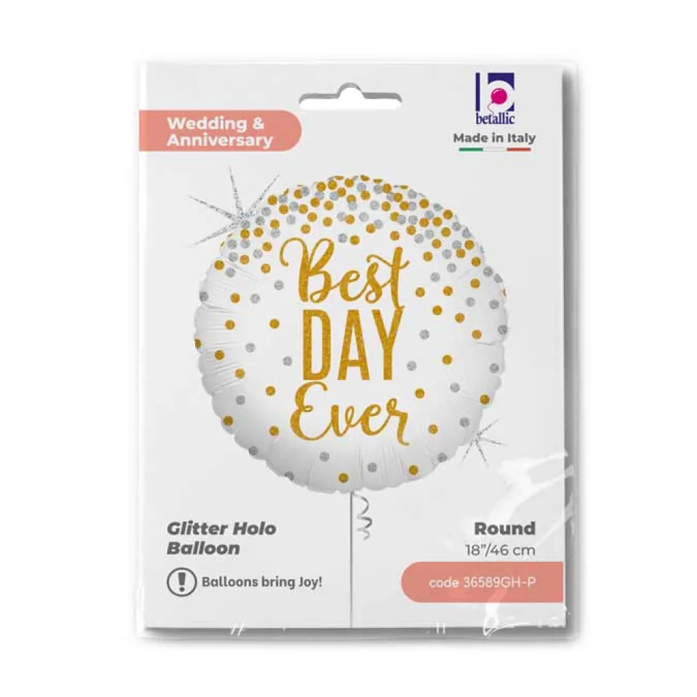 Balon Folie Best Day Ever Holografic 46 cm Grabo