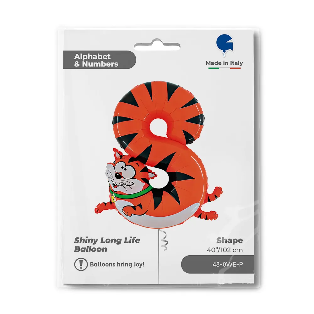 Balon Folie JUMBO Animaloons CIFRA 8 Pisica 102 cm Grabo