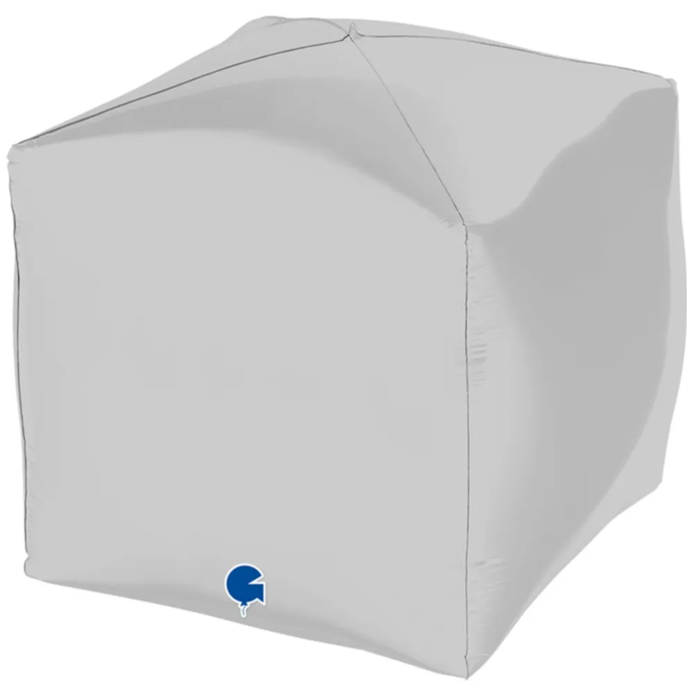 Balon Folie CUB 4D Alb SATIN 38 cm Grabo