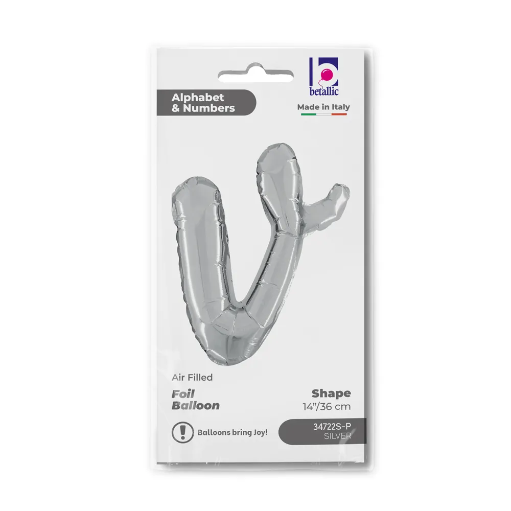 Balon Folie LITERA (AER) SCRIPT V Argintiu 35 cm Grabo