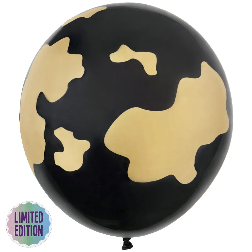 Baloane latex 30cm Safari Country Cow - Black (Print: Gold)