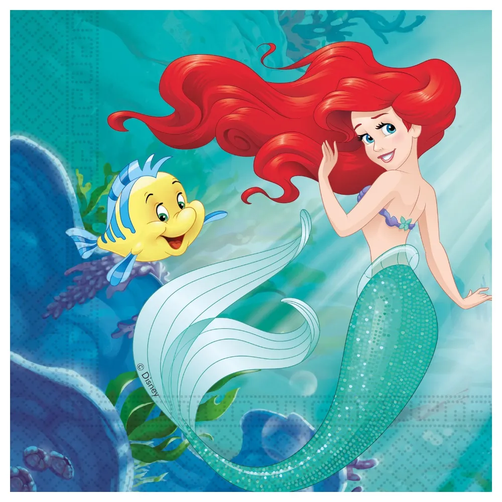 Set 20 Servetele Hartie 33x33cm Disney Ariel Mica Sirena
