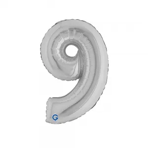 Balon Folie Cifra 9 Argintiu 36cm