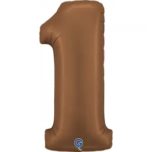 Balon Folie Cifra 1 Satin Chocolate 102cm