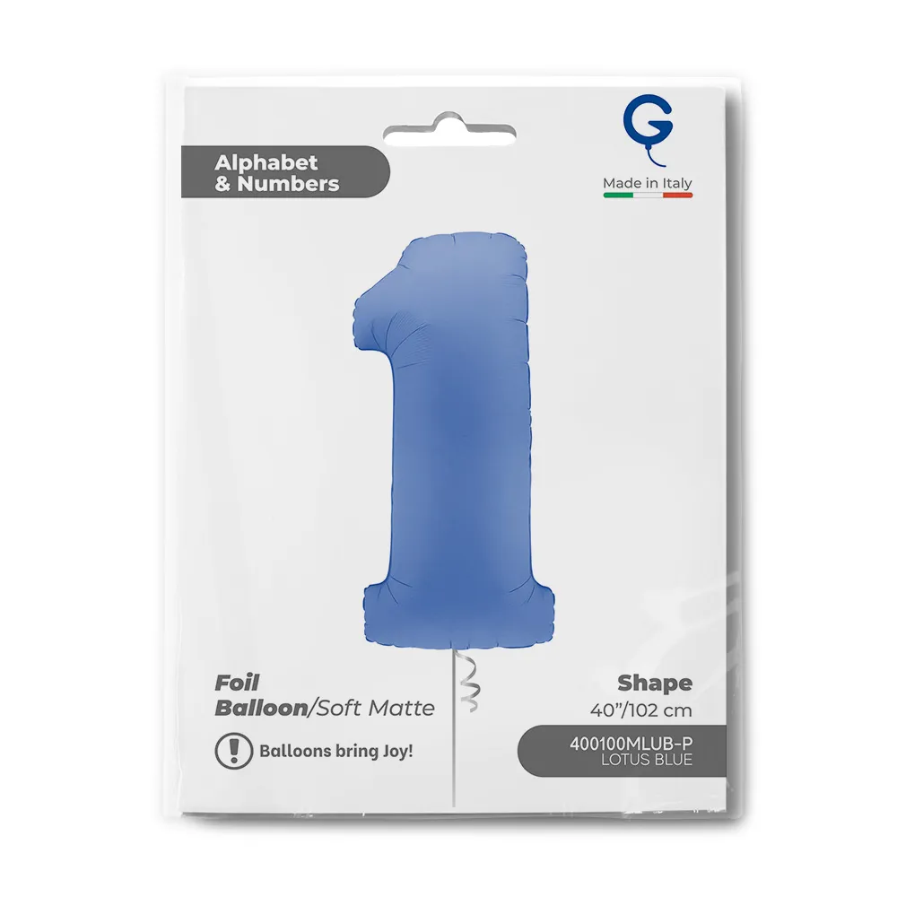 Balon Folie Cifra 1 Mat Lotus Blue 102cm