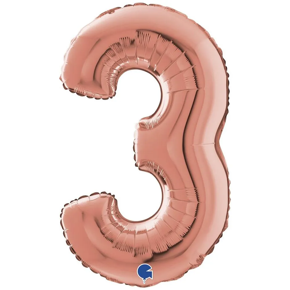 Balon Folie CIFRA 3 Rose Gold 66 cm Grabo
