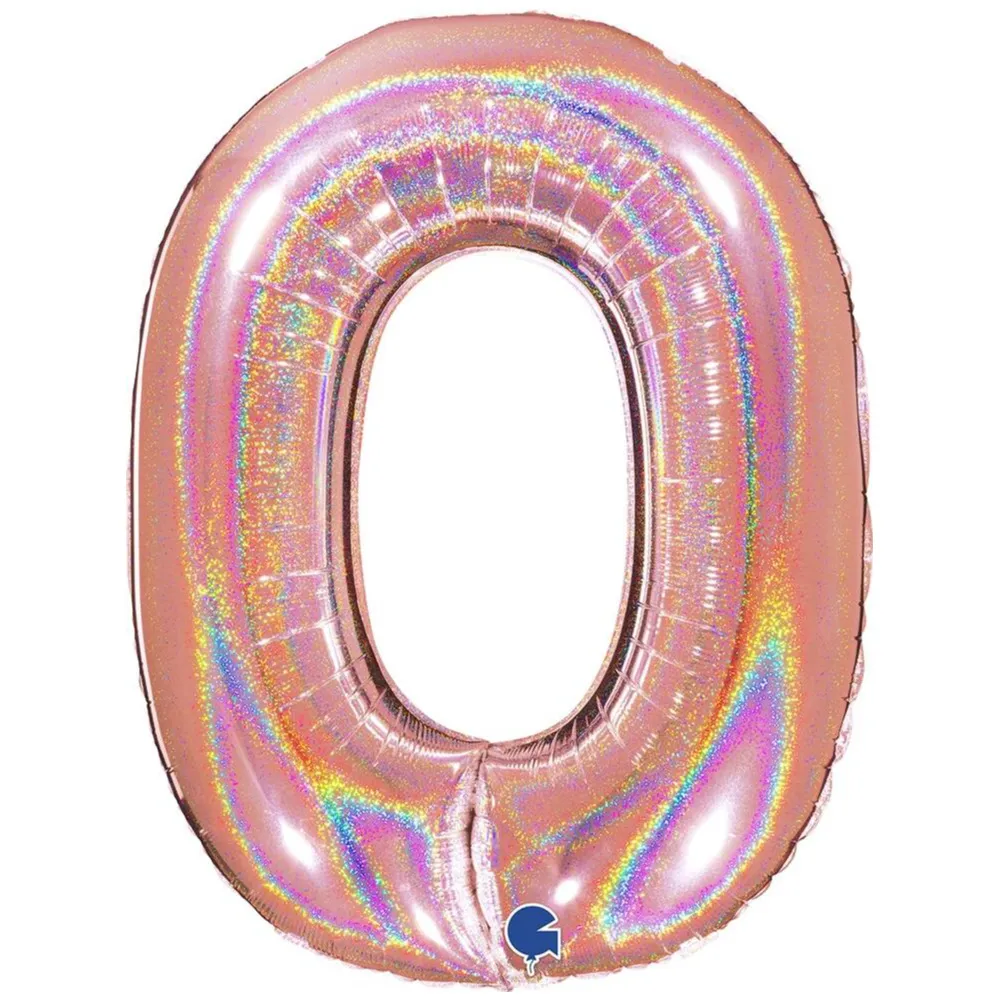 Balon Folie Jumbo CIFRA 0 Rose Gold Glitter 102 cm Grabo