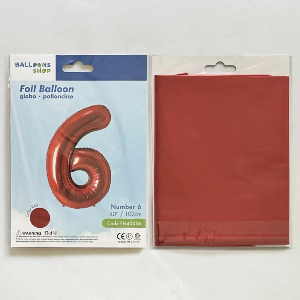 Balon Folie Cifra 6 Rosu 87cm