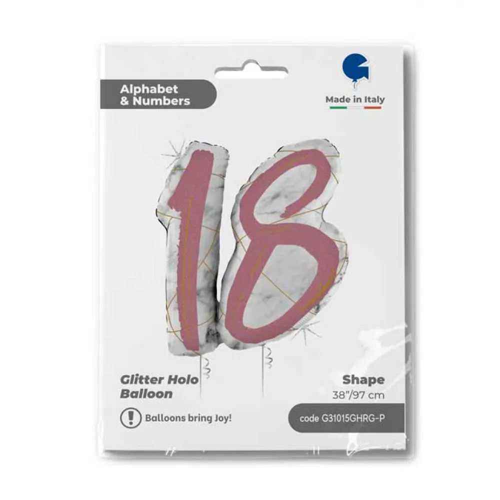 Balon Folie Figurina 18 Marble Rose Gold 97 cm Grabo