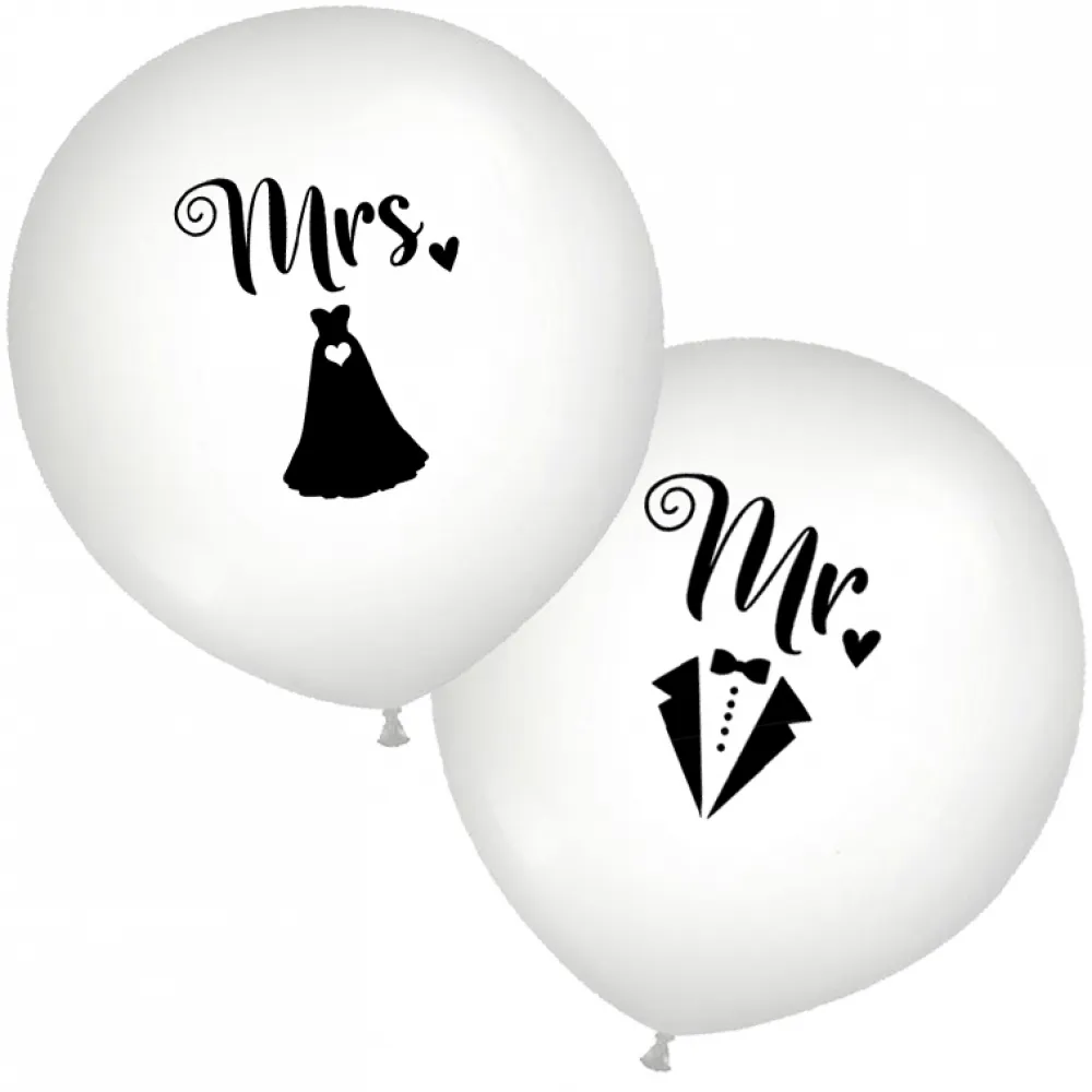 Set 2 Baloane Latex Jumbo 41cm cu print Mrs si Mr