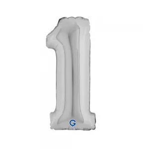Balon Folie Cifra 1 Argintiu 36cm