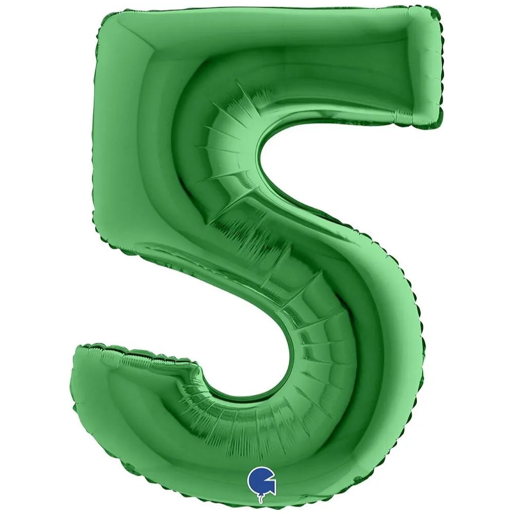 Balon Folie JUMBO CIFRA 5 VERDE 102 cm Grabo