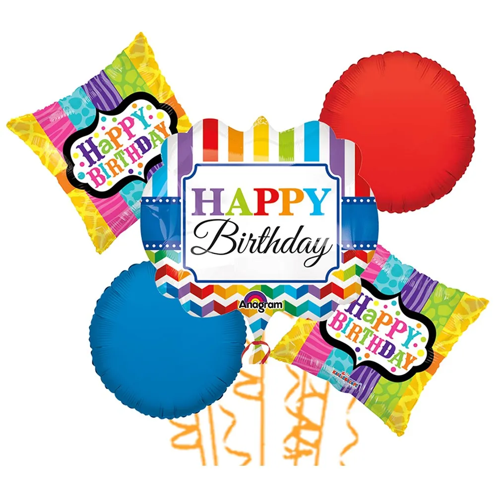 Buchet 5 Baloane Happy Birthday Colorat 2020205