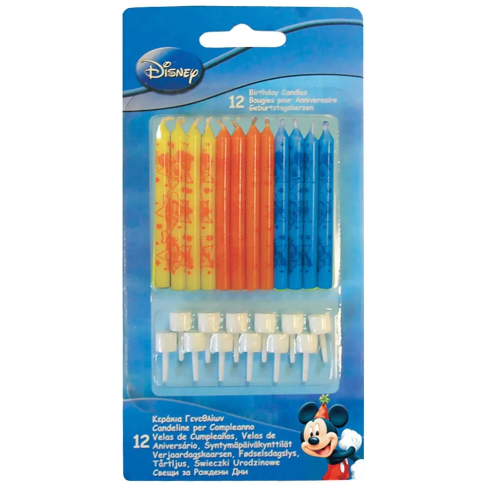 Set 12 Lumanari cu suport Disney Mickey Mouse