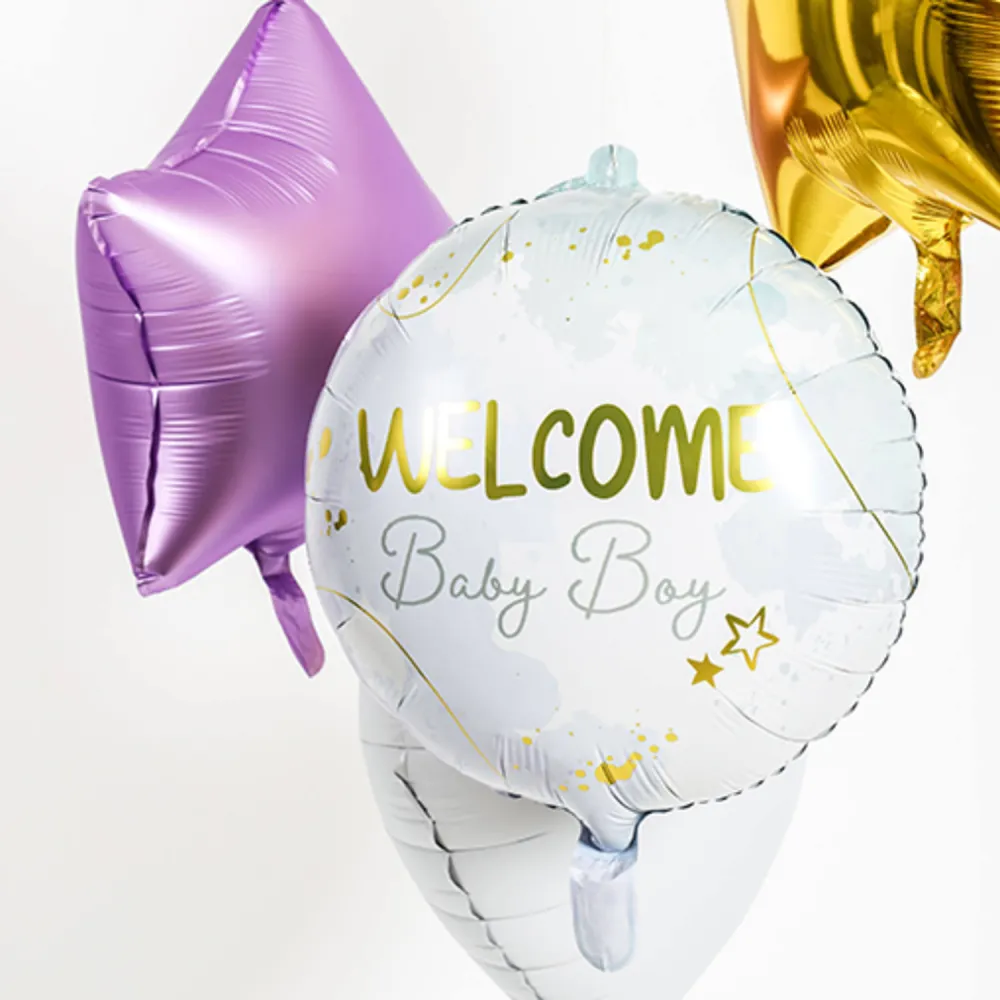 Balon Folie Welcome Baby Boy Auriu 45cm