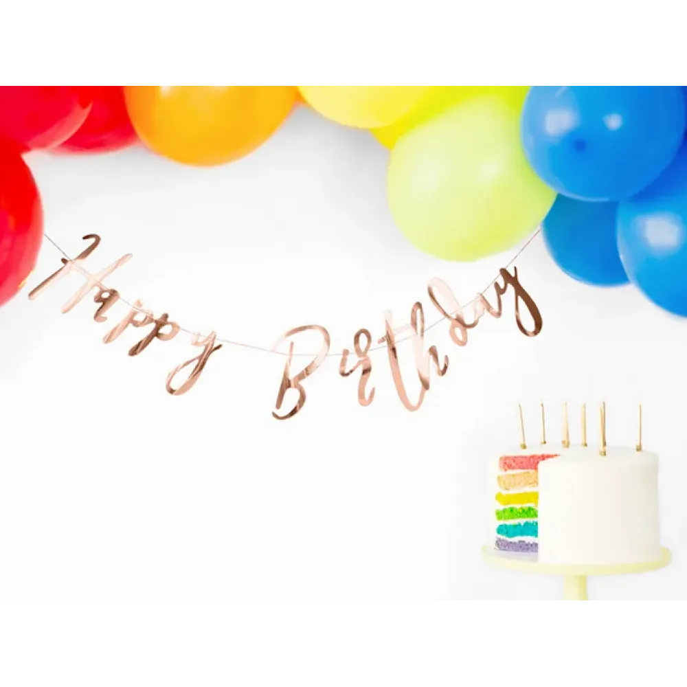 Banner Happy Birthday Rose Gold 16.5x62cm