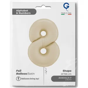 Balon Folie Cifra 8 Satin Cream 66cm