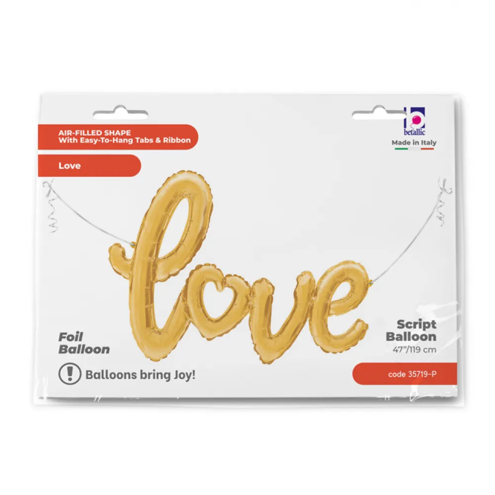 Balon Folie Script Love Auriu (AER) 119 cm GRABO