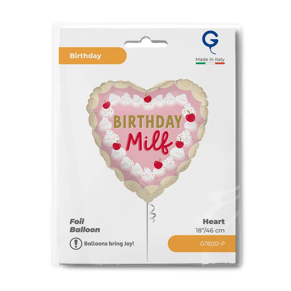Balon Folie Inima Birthday Milf 46cm