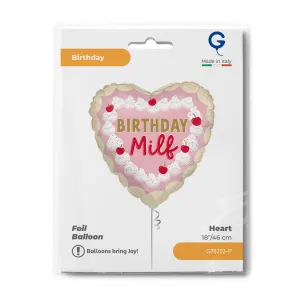 Balon Folie Inima Birthday Milf 46cm