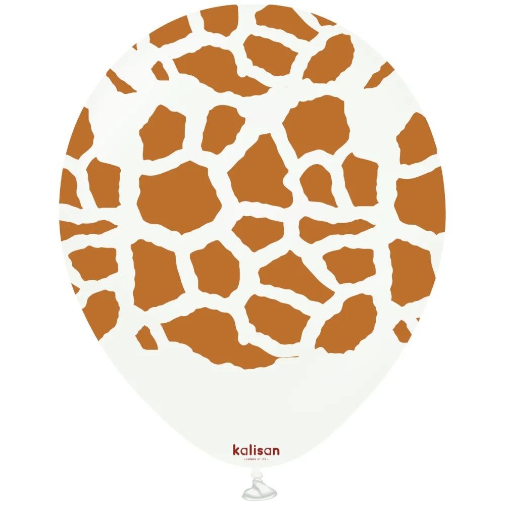 Baloane latex 30cm Safari Giraffe - White Print - Caramel