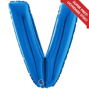 Balon Folie LITERA V Albastru 66 cm Grabo