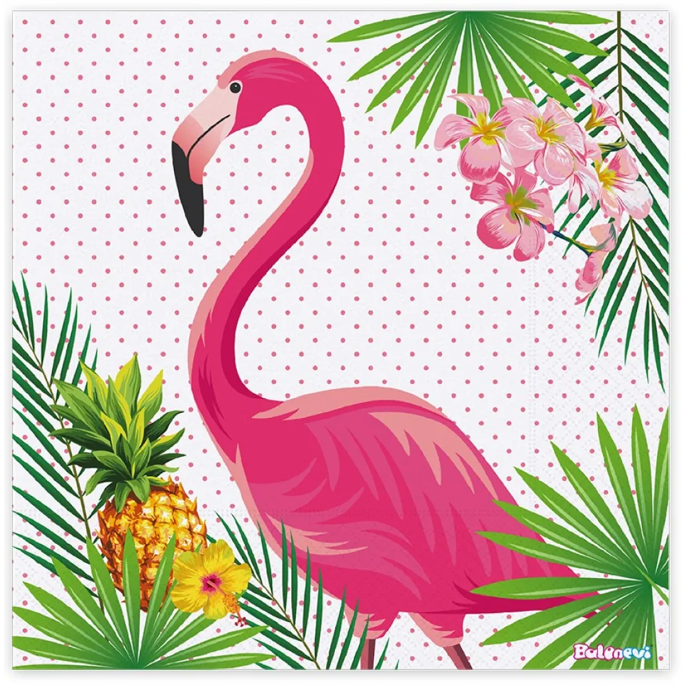 Set 16 Servetele Petrecere cu print Flamingo FL8825