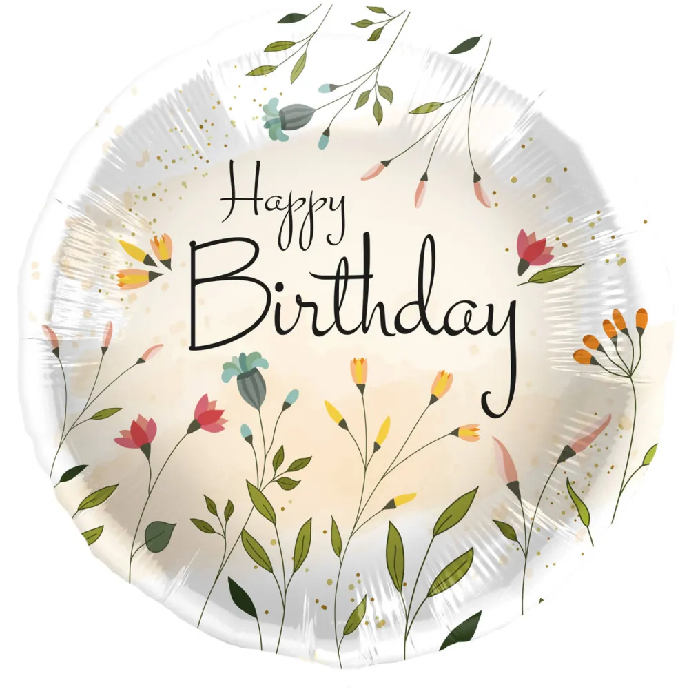 Balon Folie Happy Birthday Floral 45cm