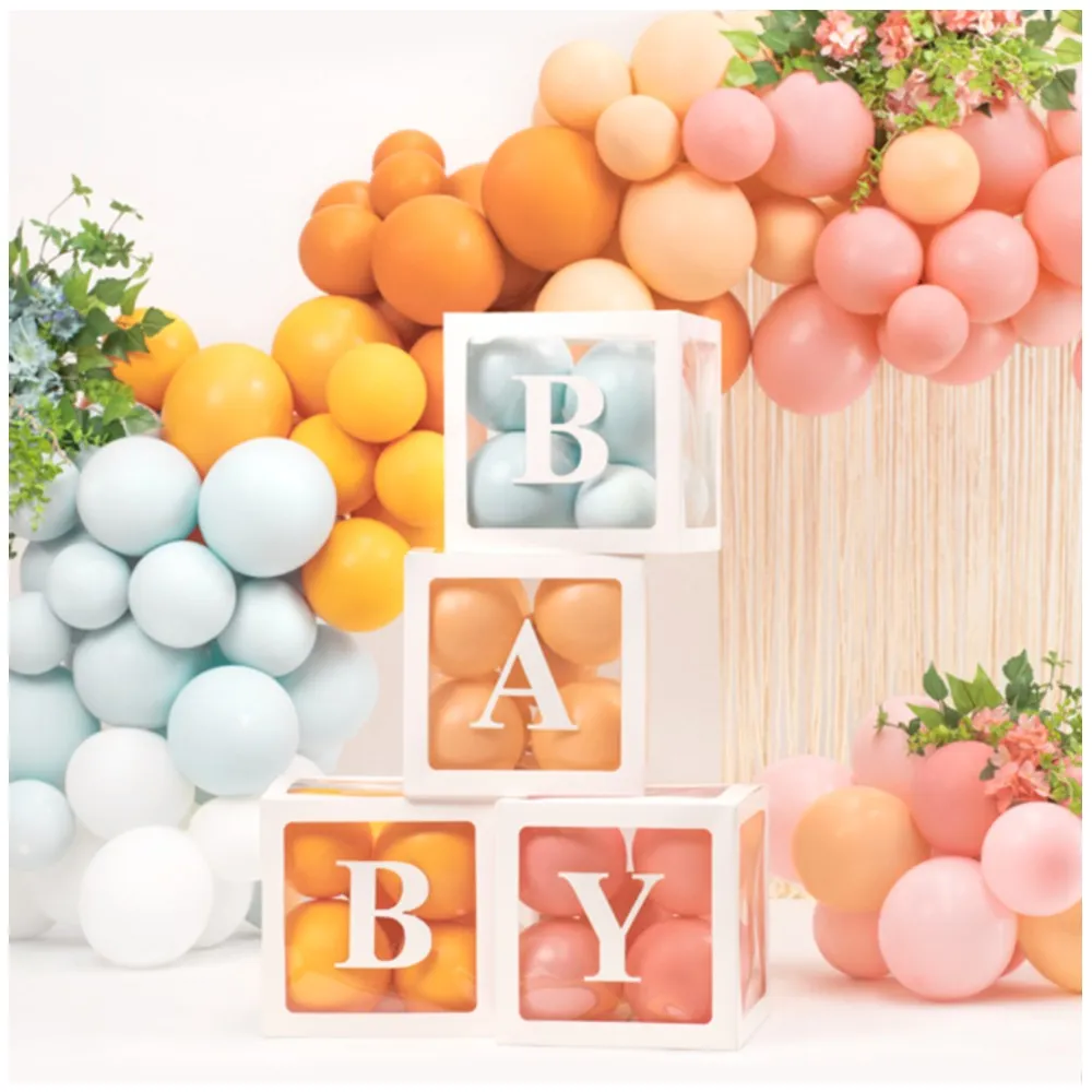 Set 4 cutii albe de carton BABY 30x30cm