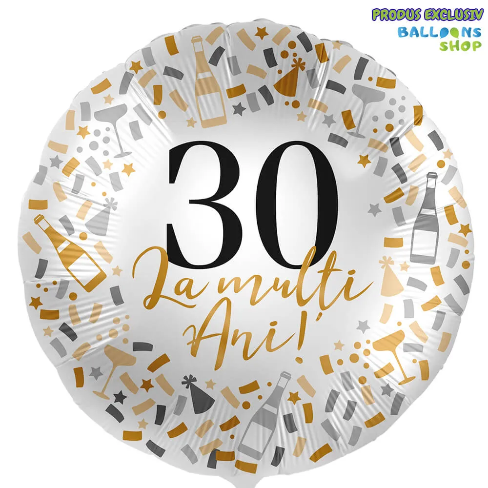 Balon Folie La multi ani! Cifra 30 Confetti Auriu 43cm