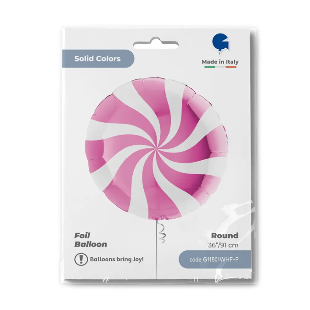 Balon Folie Rotund Acadea Alb-Fucsia 91 cm Grabo