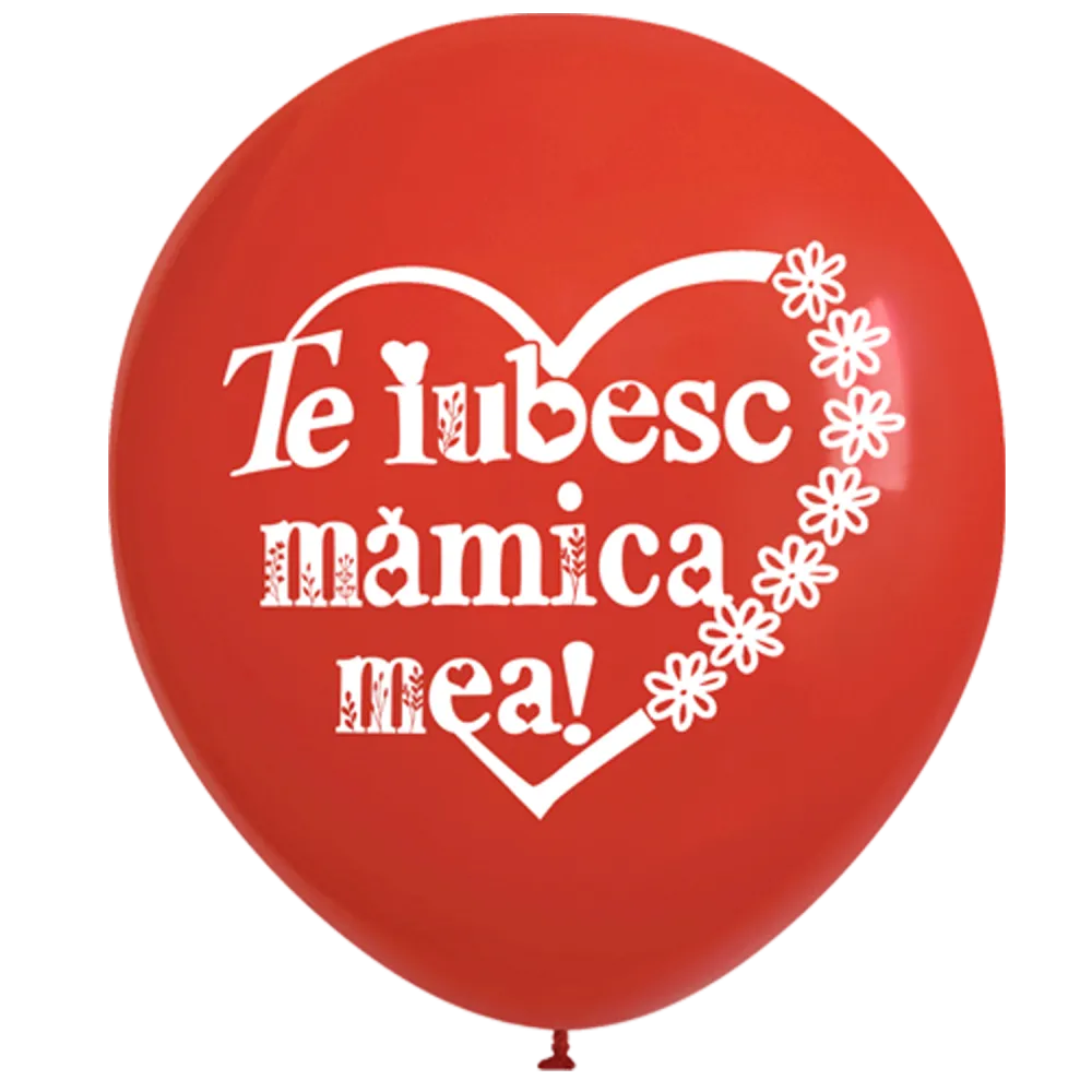 Set 50 baloane latex 26cm Print Te Iubesc Mamica Mea