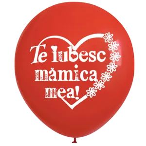 Set 50 baloane latex 26cm Print Te Iubesc Mamica Mea