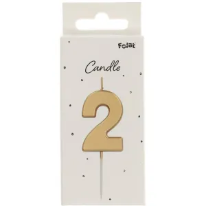 Lumanare Tort Cifra 2 Auriu 5cm