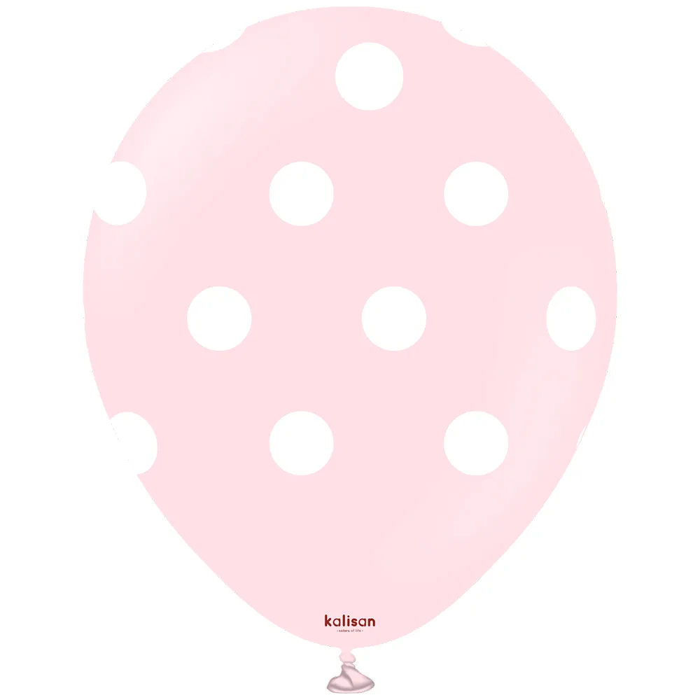 SET 25 Baloane latex 30cm Light Pink cu buline albe