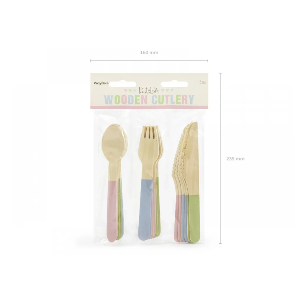 Set 18 Tacamuri lemn multicolor 16 cm SDR8