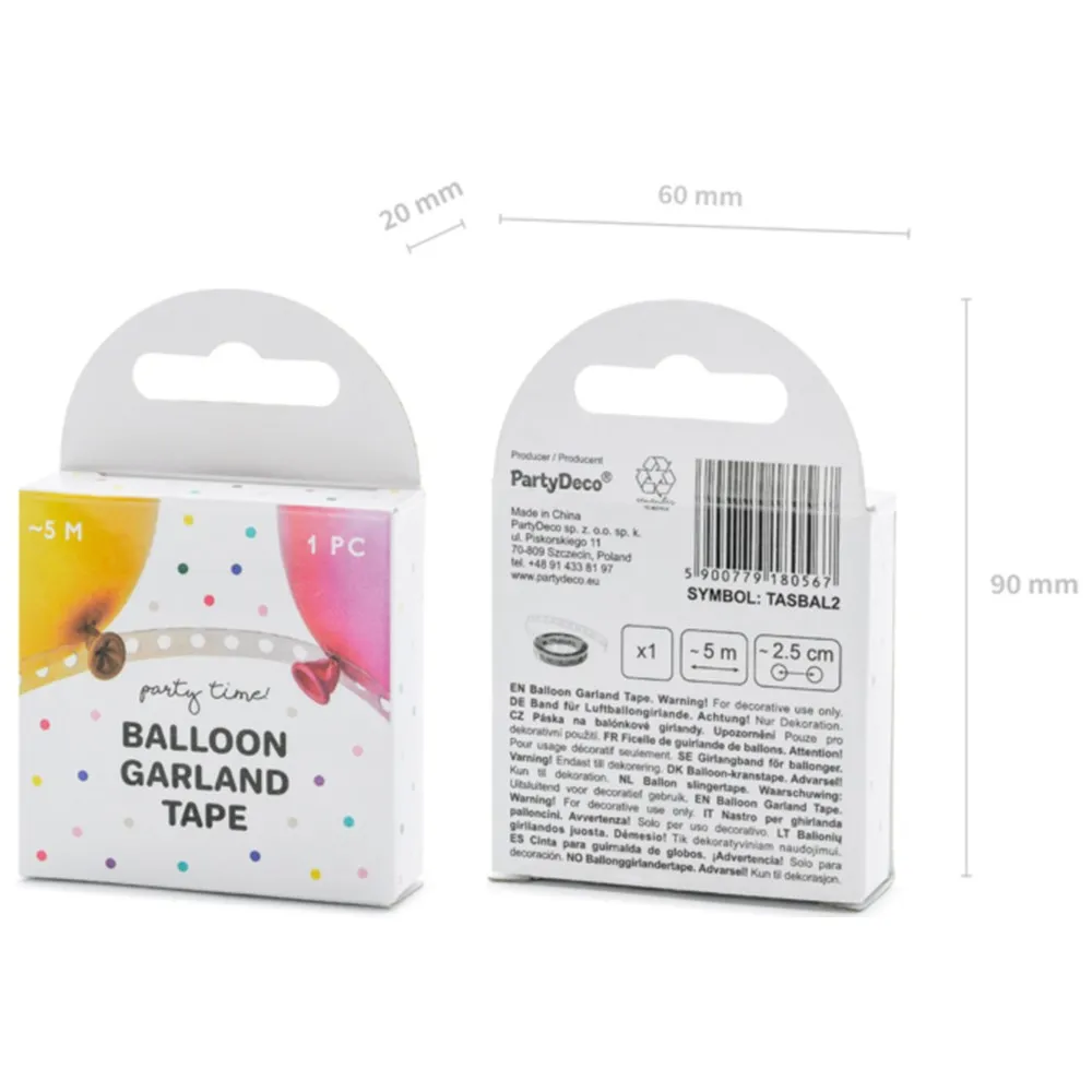 Banda din plastic pentru Arcada Baloane 5m liniari x 2.5 cm latime TASBAL2