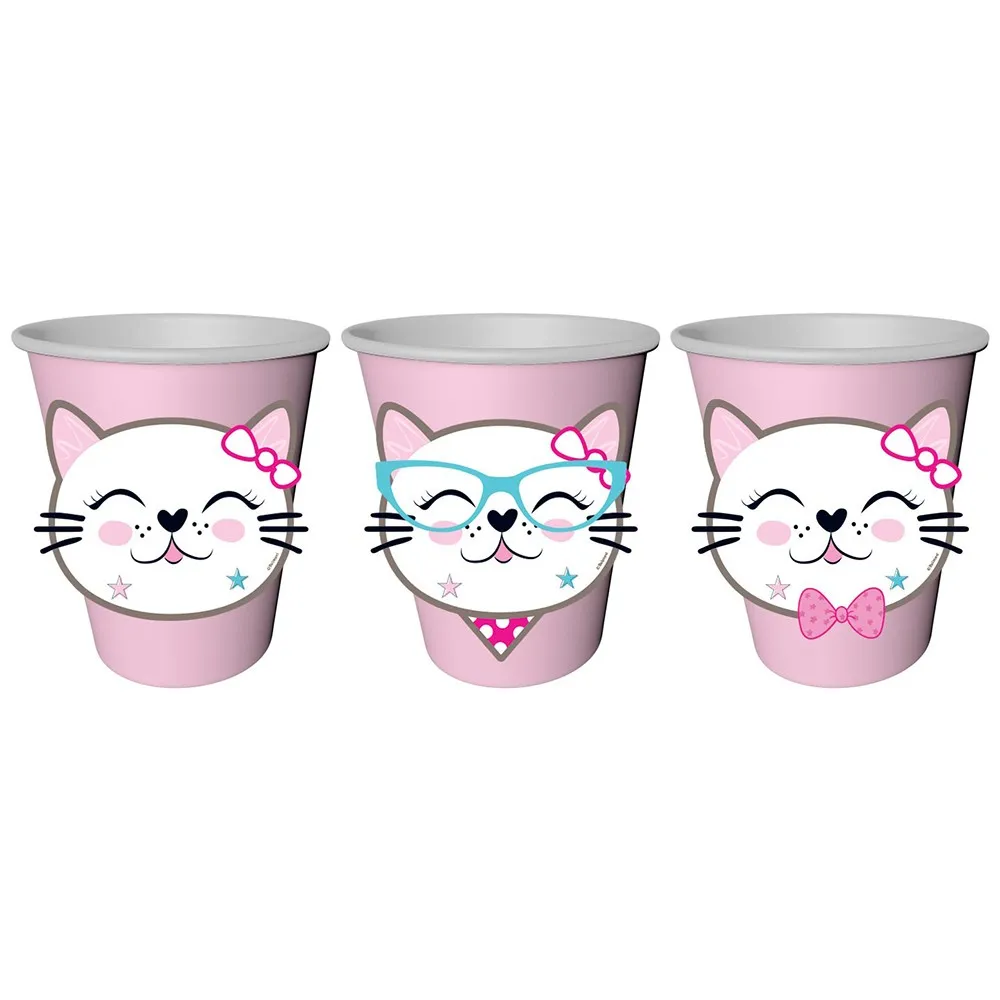 Set 8 Accesorii pentru pahare cu Pisicute MC1618