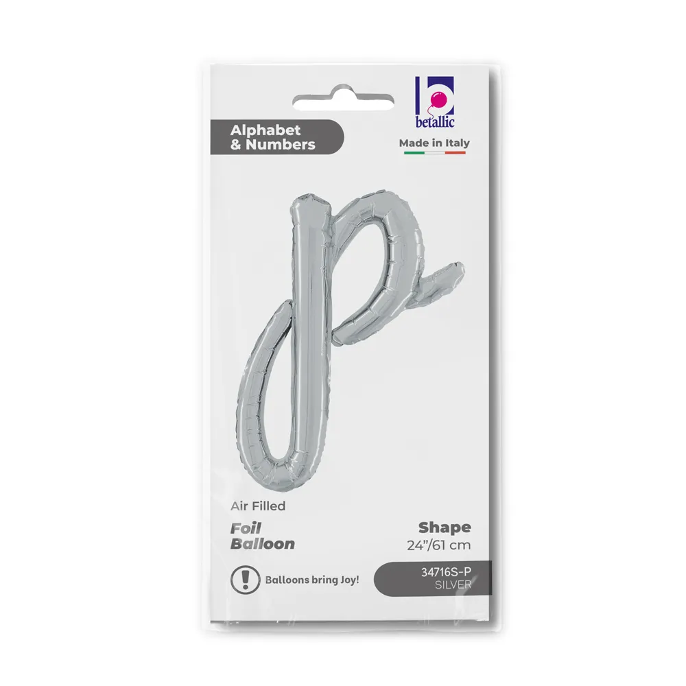 Balon Folie LITERA (AER) SCRIPT P Argintiu 61cm Grabo