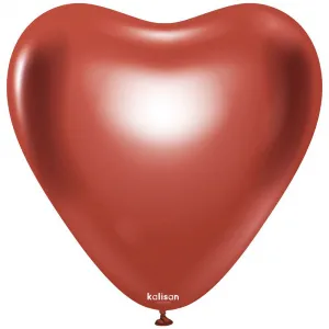 SET 25 Baloane Latex Inima 30cm Mirror Red 5010